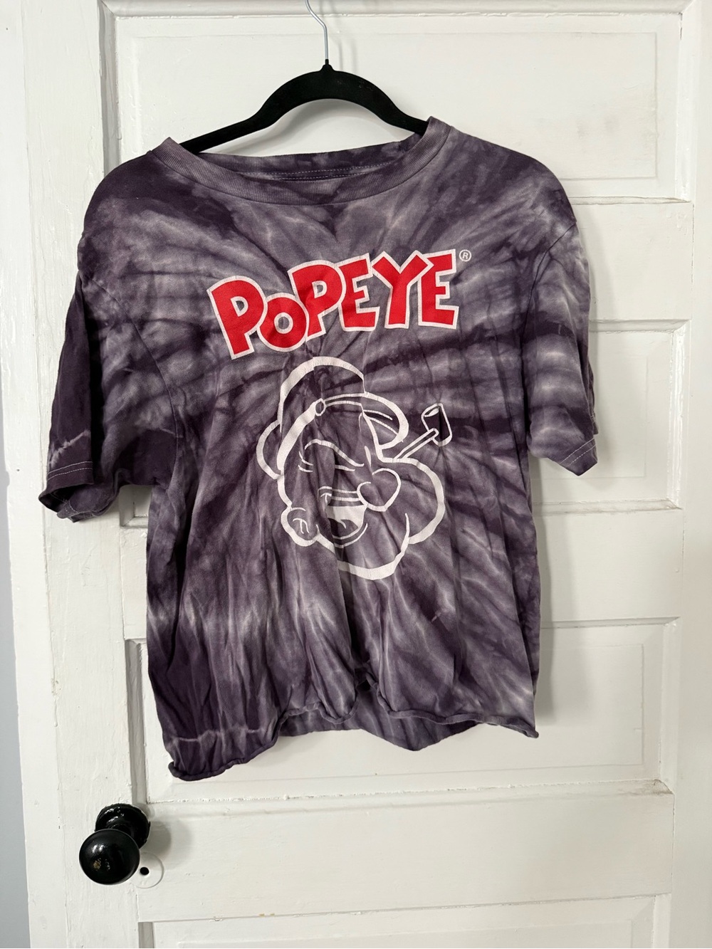 Popeye Tie-Dye Crop Tee in Purple